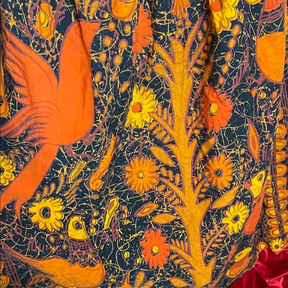 Vintage 60’s /70’s Mexican tree of life floral Skirt - Orange and Black - Picture 2 of 5